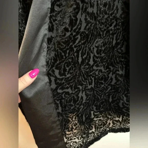 VTG Victoria’s Secret Black Lace Kimono Open Robe Coverup One Size Bohemian EUC - Picture 8 of 14